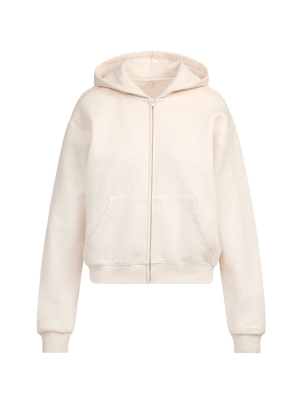 SKIMS COTTON FLEECE CLASSIC ZIP UP HOODIE IN OATMEAL HEATHER SIZE SMALL - Picture 5 of 7
